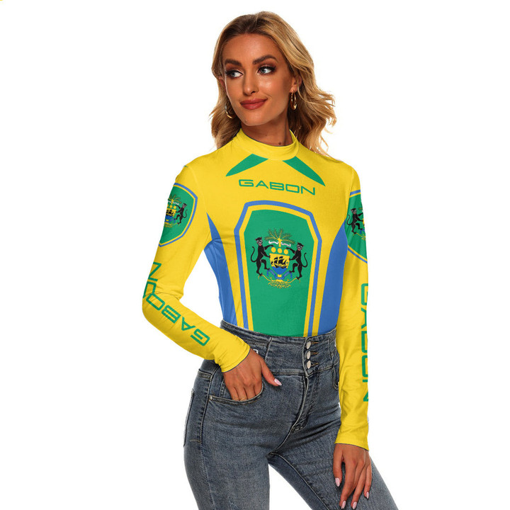 Africa Zone Clothing - Gabon Formula One Women's Stretchable Turtleneck Top A35