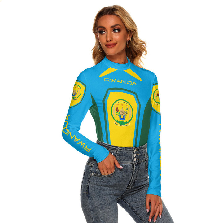 Africa Zone Clothing - Rwanda Formula One Women's Stretchable Turtleneck Top A35