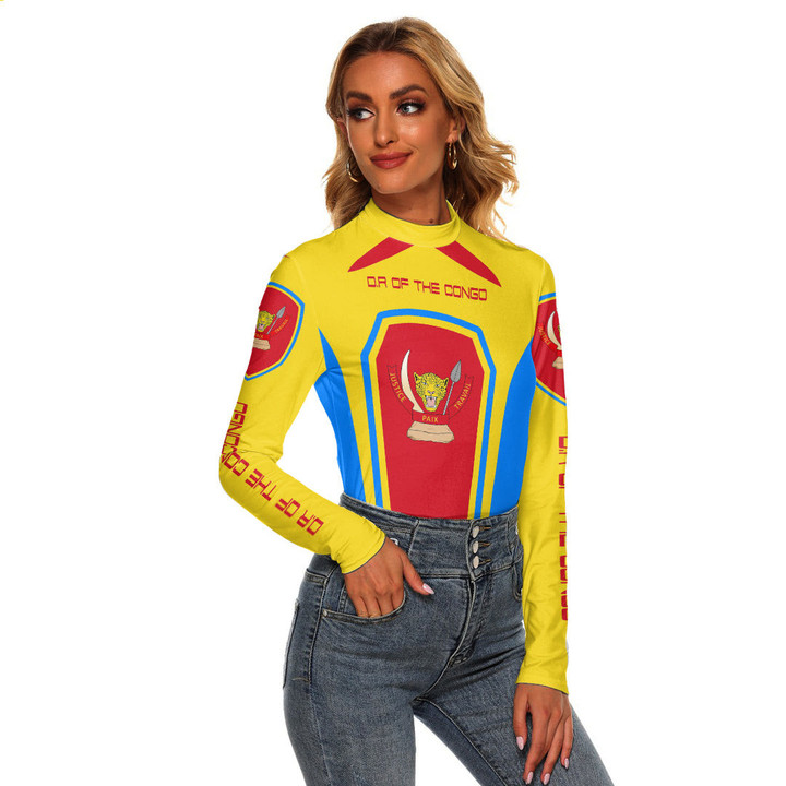 Africa Zone Clothing - Democratic Republic of the Congo Formula One Women's Stretchable Turtleneck Top A35