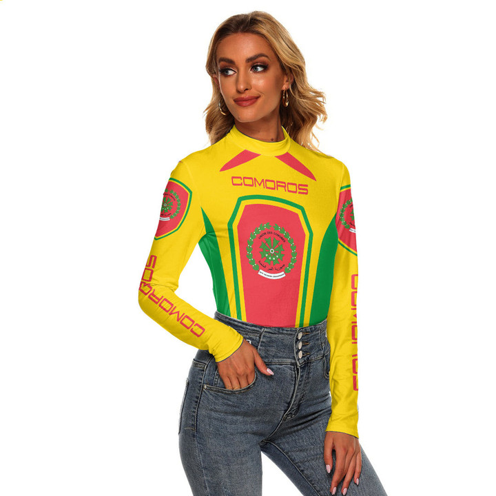 Africa Zone Clothing - Comoros Formula One Women's Stretchable Turtleneck Top A35