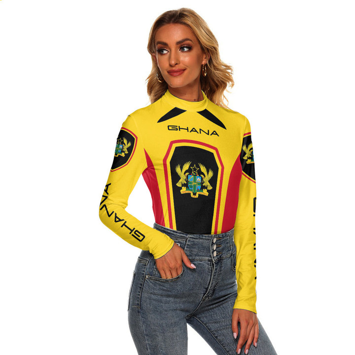 Africa Zone Clothing - Ghana Formula One Women's Stretchable Turtleneck Top A35