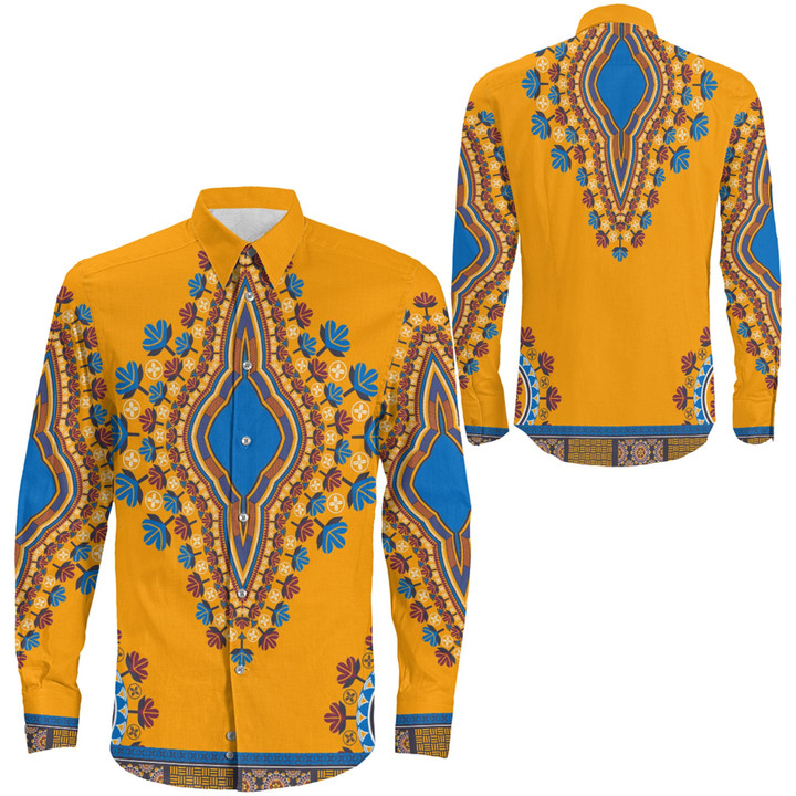 Africa Zone Clothing - Neck Africa Dashiki - Long Sleeve Button Shirt A95 | Africa Zone