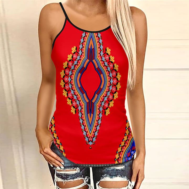 Africa Zone Clothing - Neck Dashiki Africa - Criss Cross Tanktop A95 | Africa Zone