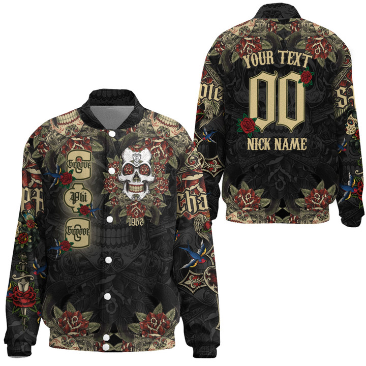 1sttheworld Clothing - Groove Phi Groove Oldschool Tattoo Style - Skull and Roses - Thicken Stand-Collar Jacket A7 | 1sttheworld