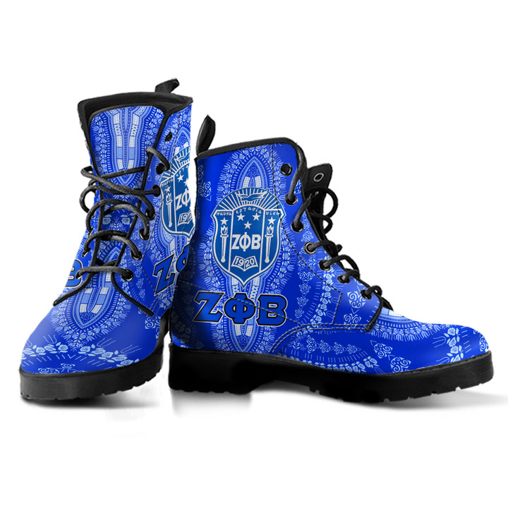 Africa Zone Leather Boots - Zeta Phi Beta Dashiki Style Leather Boots A7