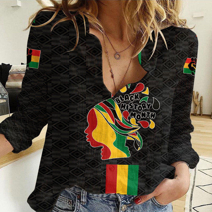 Africazone Clothing - Black History Month Color Of Flag Women Casual Shirt A95 | Africazone