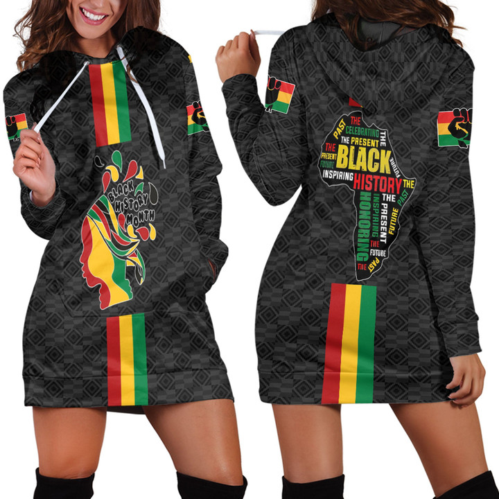 Africazone Clothing - Black History Month Color Of Flag Hoodie Dress A95 | Africazone