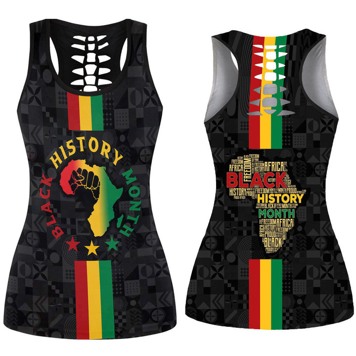 Africazone Clothing - Black History Month Map Hollow Tank Top A95 | Africazone