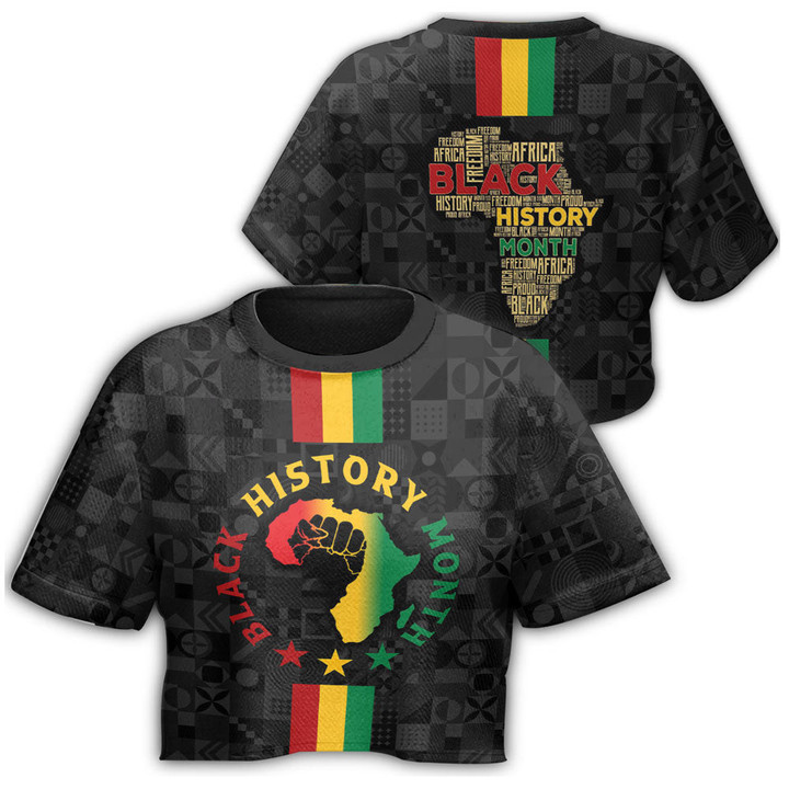 Africazone Clothing - Black History Month Map Croptop T-shirt A95 | Africazone