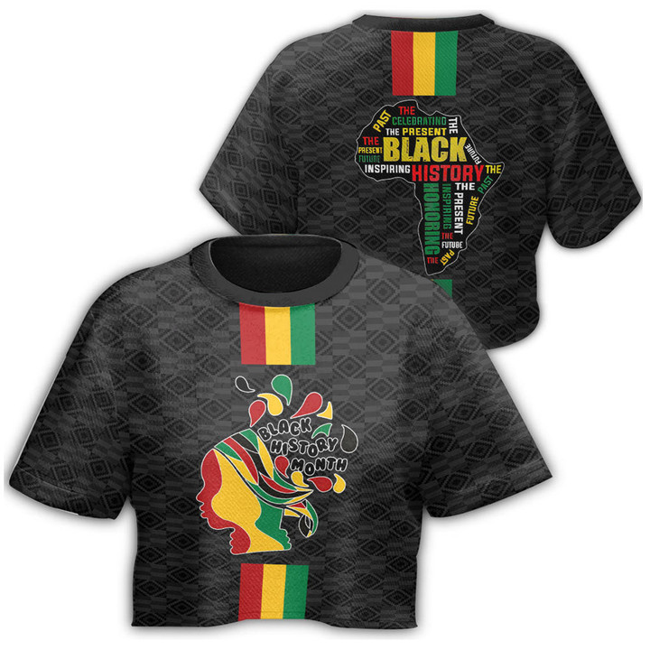 Africazone Clothing - Black History Month Color Of Flag Croptop T-shirt A95 | Africazone