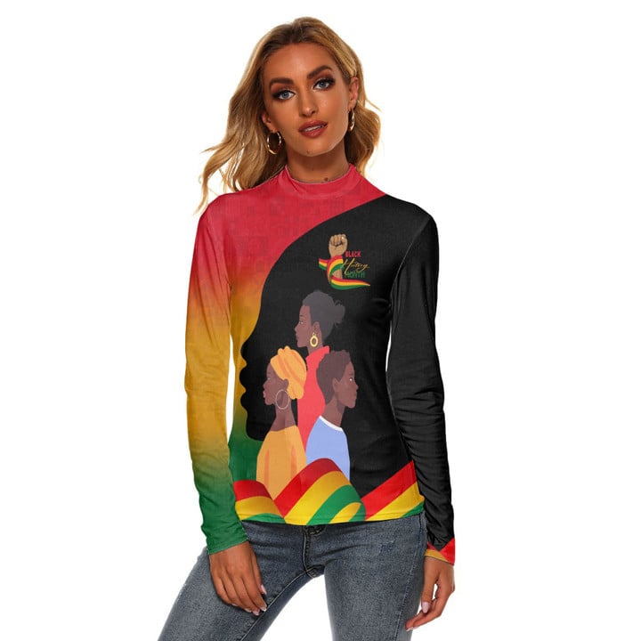 Africazone Clothing - Black History Month I'm Black Women's Stretchable Turtleneck Top A95 | Africazone