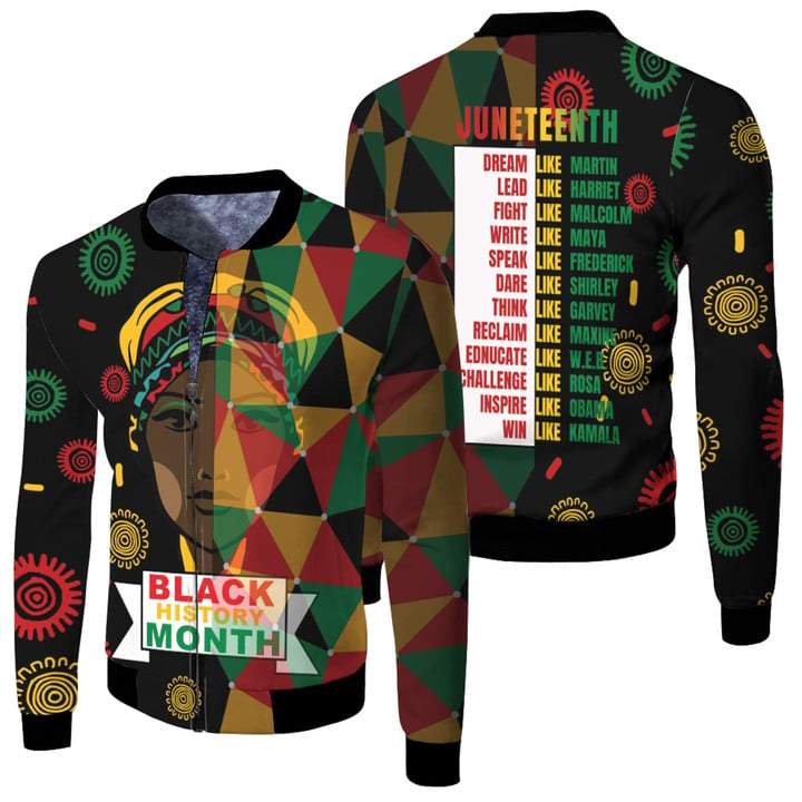 Africazone Clothing - Black History Month Juneteenth Fleece Winter Jacket A95 | Africazone