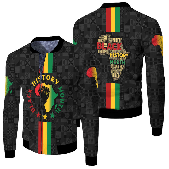 Africazone Clothing - Black History Month Map Fleece Winter Jacket A95 | Africazone