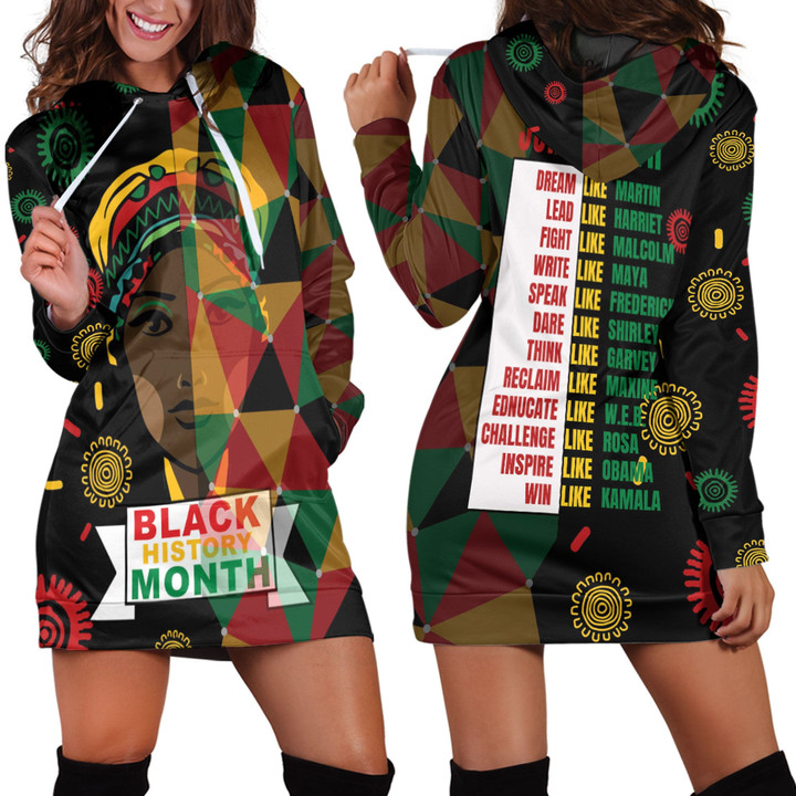 Africazone Clothing - Black History Month Juneteenth Hoodie Dress A95 | Africazone