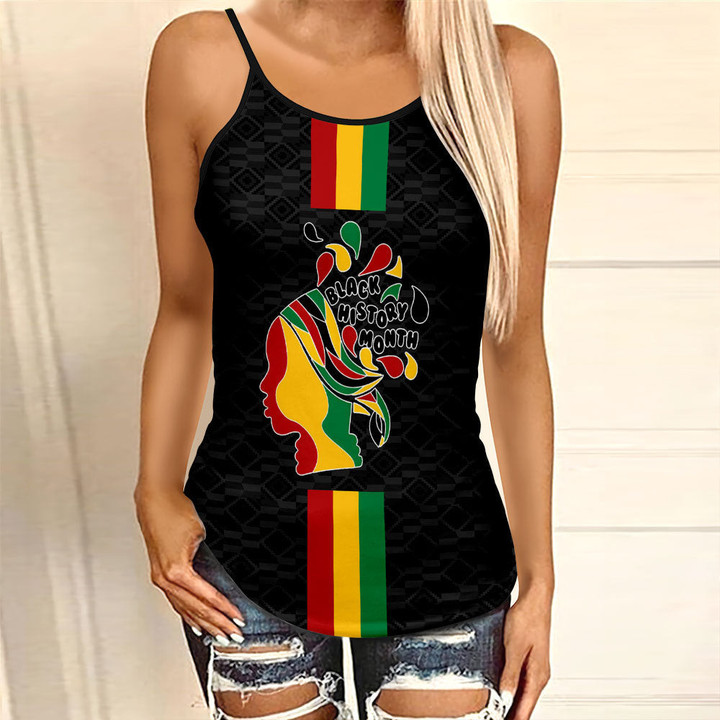 Africazone Clothing - Black History Month Color Of Flag Criss Cross Tanktop A95 | Africazone