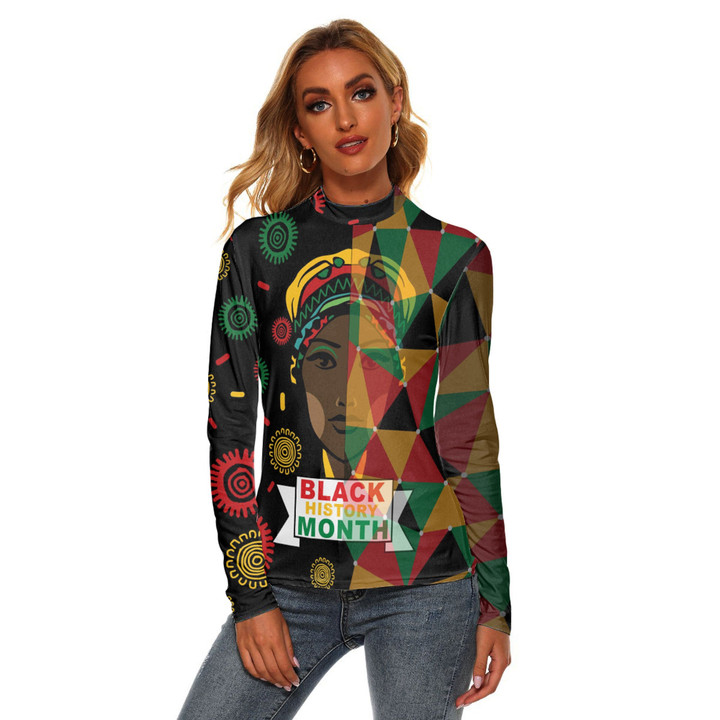 Africazone Clothing - Black History Month Juneteenth Women's Stretchable Turtleneck Top A95 | Africazone