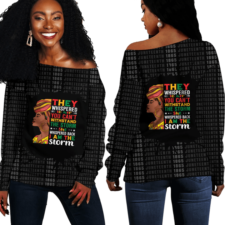 Africa Zone Clothing - Juneteenth Black Woman Off Shoulder Sweaters A31