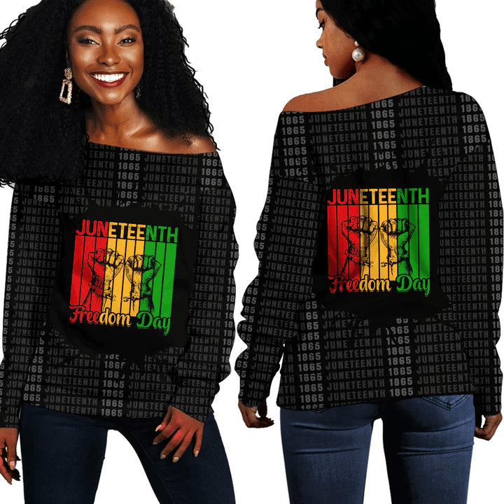 Africa Zone Clothing - Juneteenth Freedom Day Off Shoulder Sweaters A31