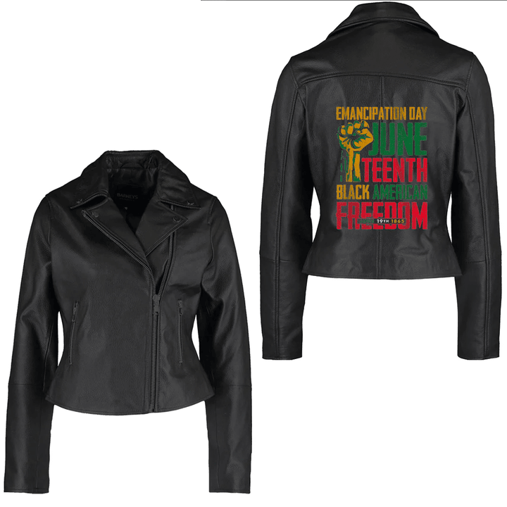 Africa Zone Clothing - Celebrating Black History African Juneteenth Freedom Day Women's Leather Jacket A35