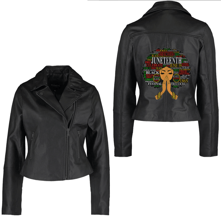 Africa Zone Clothing - Black Melanin Queen Magic Brown Skin Girl Juneteenth Women Women's Leather Jacket A35