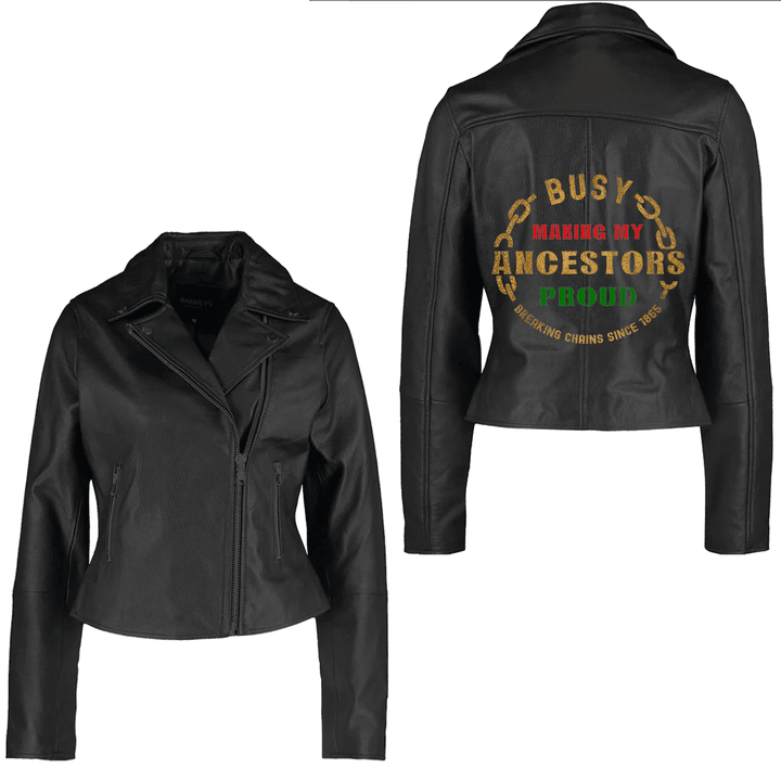 Africa Zone Clothing - Juneteenth Tee 1865 Freedom Day Melanin Women's Leather Jacket A35