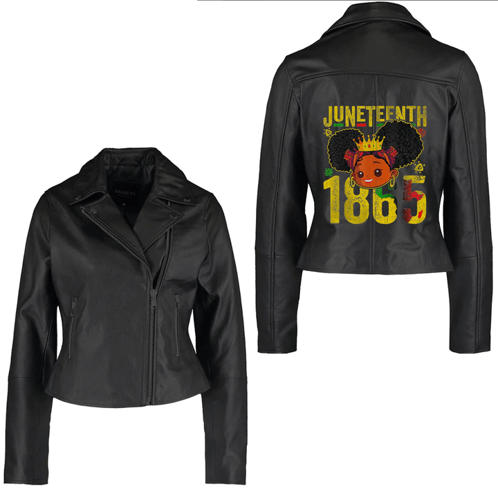 Africa Zone Clothing - Pretty Black And Educated Black African American Juneteenth Women's Leather Jacket A35