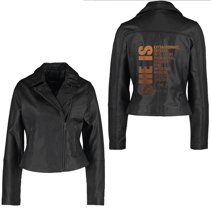 Africa Zone Clothing - Juneteenth 1865 Brown Skin Princess African Girls Kids Women's Leather Jacket A35