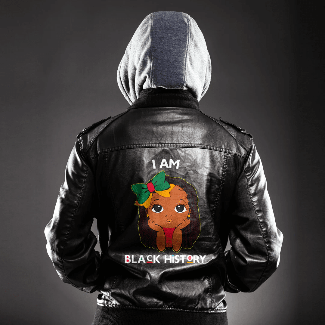 Africa Zone Clothing - Black History Month Girl I Am Black History Juneteenth Girl Leather Jacket A35