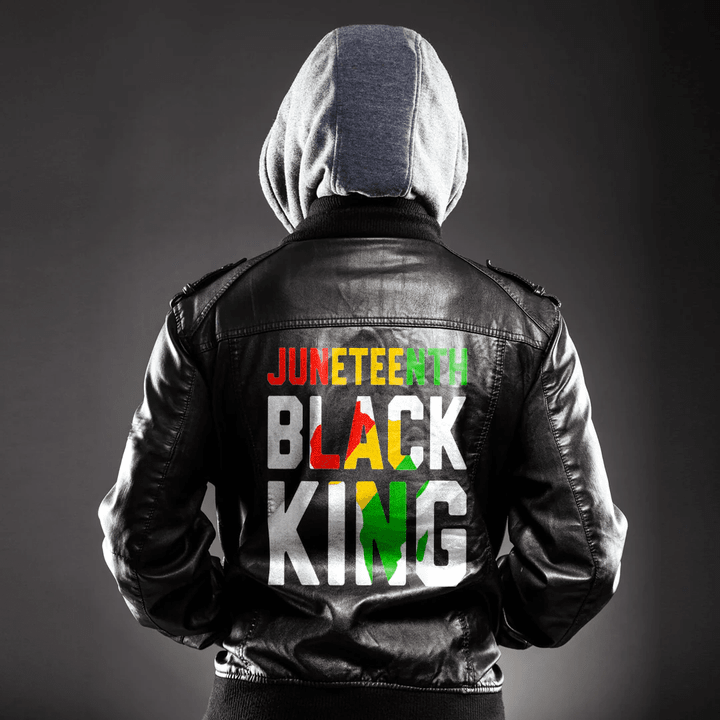 Africa Zone Clothing - Awesome Juneteenth Black King Melanin Fathers Day Men Boys Leather Jacket A35