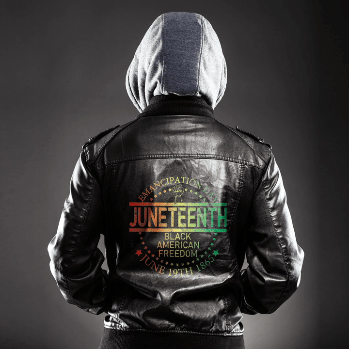 Africa Zone Clothing - Juneteenth Black African Juneteenth & Black History Tee Leather Jacket A35