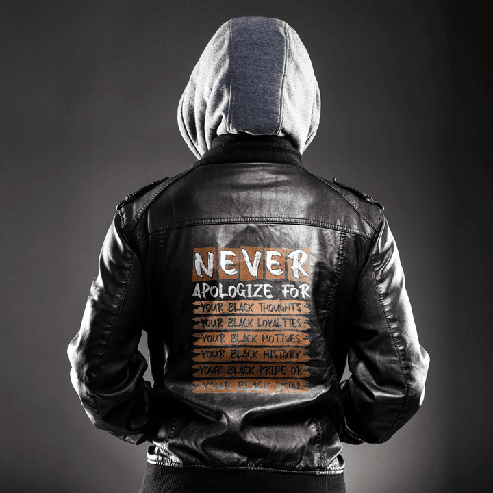 Africa Zone Clothing - Never BLM Apologize Black History Month Melanin Juneteenth Leather Jacket A35