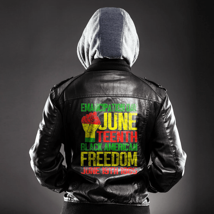 Africa Zone Clothing - Juneteenth Emancipation Day Black American Freedom June 19th Leather Jacket A35