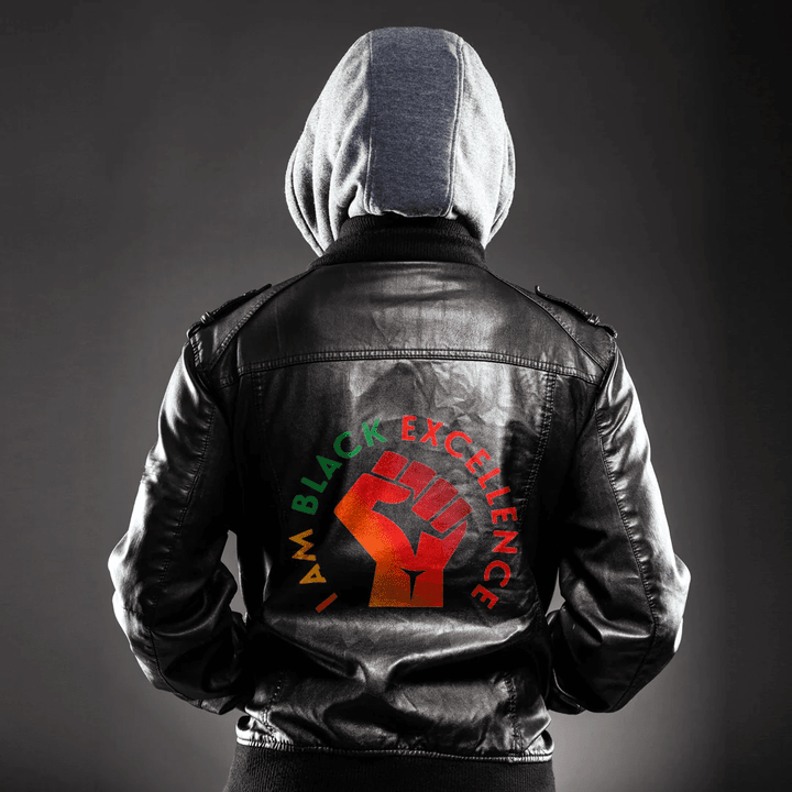 Africa Zone Clothing - I Am Black Excellence Black History Month Leather Jacket A35