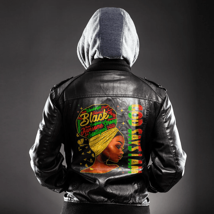 Africa Zone Clothing - God Says I Am Pride African Girl Juneteenth Black History Leather Jacket A35