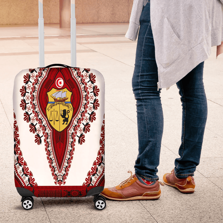 Africazone Africa Luggage Cover - Tunisia - White-Version Luggage Cover Vintage African Dashiki A7 | Africazone