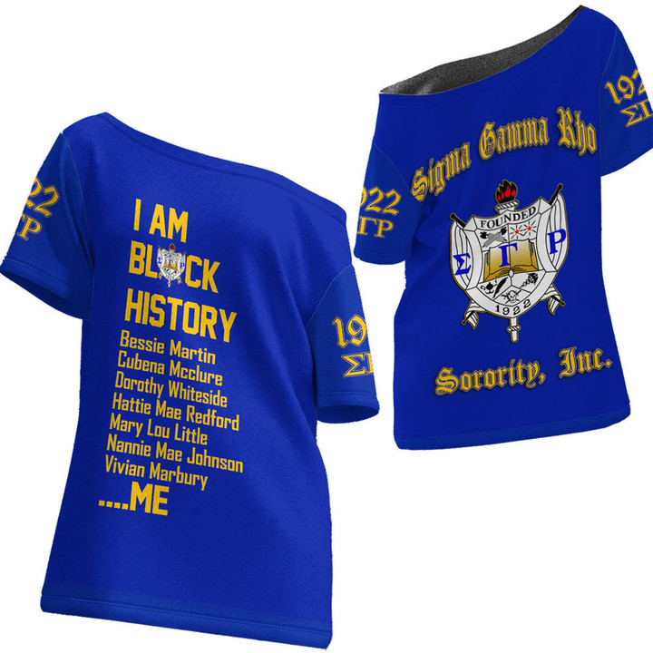 Africa Zone Clothing - Sigma Gamma Rho Black History Off Shoulder T-Shirt A31