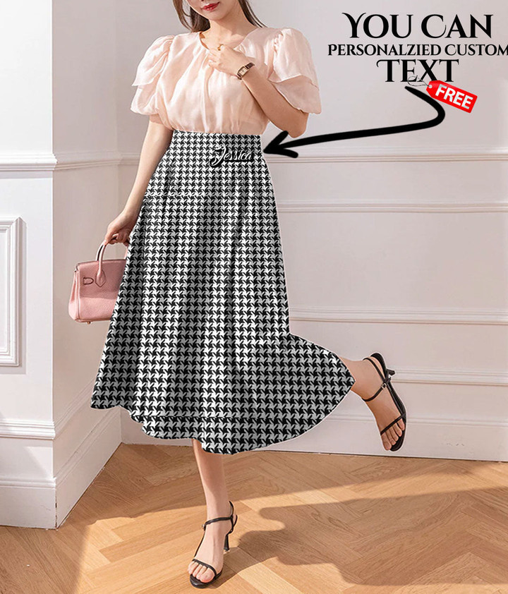 Women's Ladies Skirt - Houndstooth Caro Pattern Style Best Gift For Women - Gifts She'll Love A7
