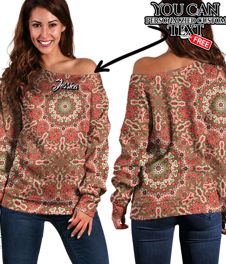 Women's Off Shoulder Sweatshirt - Moroccan Seamess Vintage Pattern Best Gift For Women - Gifts She'll Love A7 | Africazone