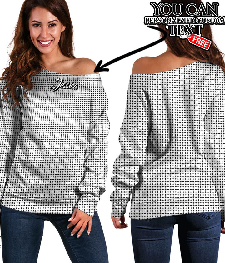 Women's Off Shoulder Sweatshirt - Houndstooth Pattern Style Best Gift For Women - Gifts She'll Love A7 | Africazone
