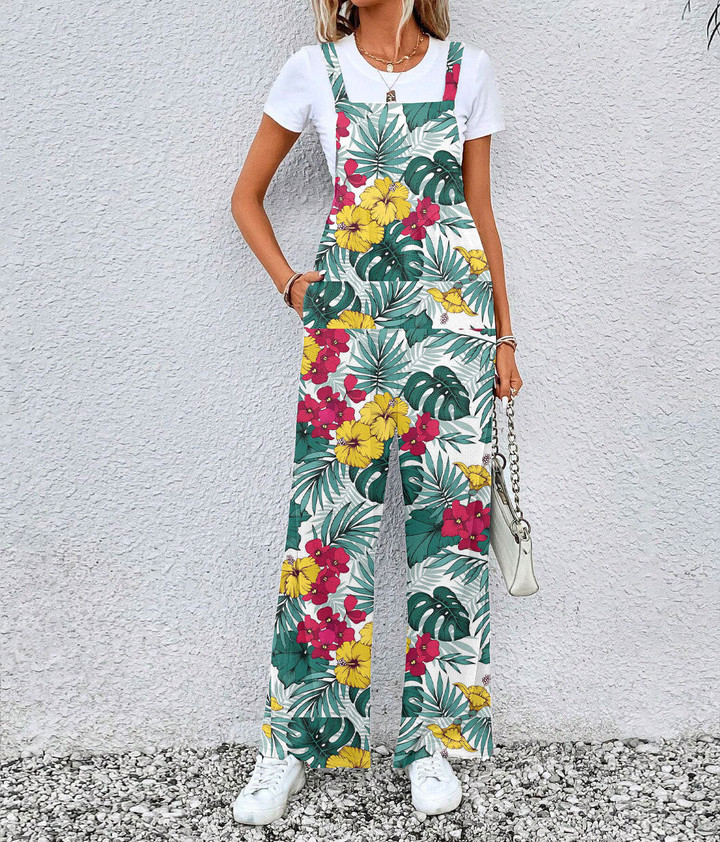 Women's Jumpsuit - Hibiscus Palm And Monstera Leaves Best Gift For Women - Gifts She'll Love A7 | Africazone