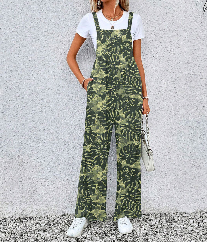 Women's Jumpsuit - Tropical Monstera Leaves With Camouflage Best Gift For Women - Gifts She'll Love A7 | Africazone