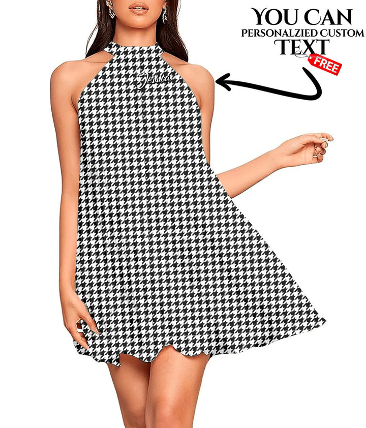 Women's Halter Dress - Houndstooth Pattern Fashion Style Never Out Of Date Best Gift For Women - Gifts She'll Love A7 | 1sttheworld