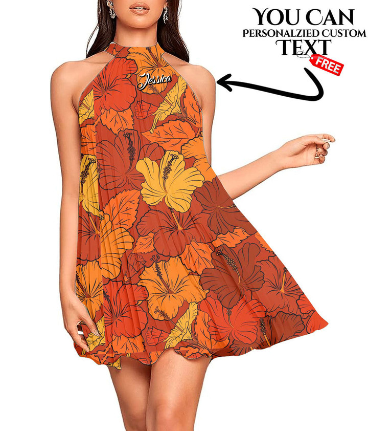 Women's Halter Dress - Hibiscus Flowers Orange Best Gift For Women - Gifts She'll Love A7 | 1sttheworld