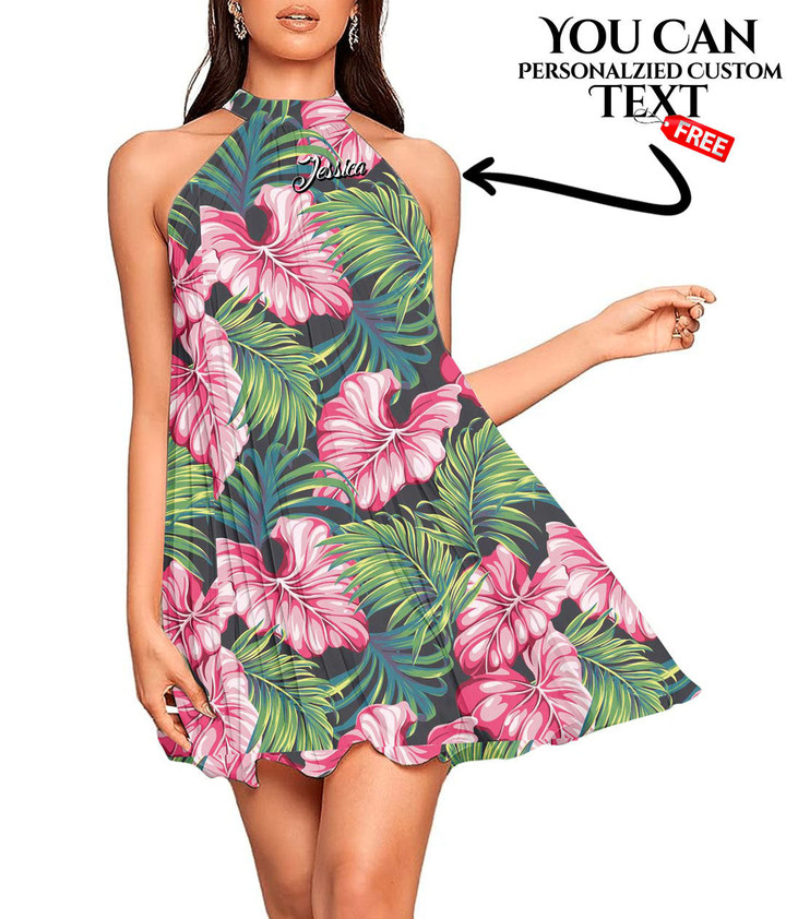 Women's Halter Dress - Tropical Leaves Vector Seamless Pattern Best Gift For Women - Gifts She'll Love A7 | 1sttheworld