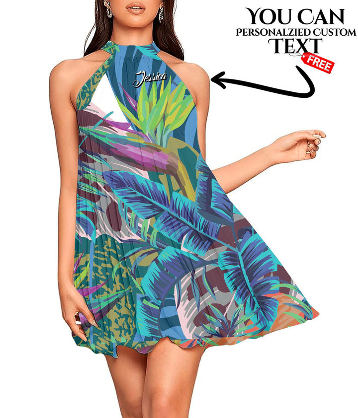 Women's Halter Dress - Tropical Jungle Abstract Color Best Gift For Women - Gifts She'll Love A7 | 1sttheworld