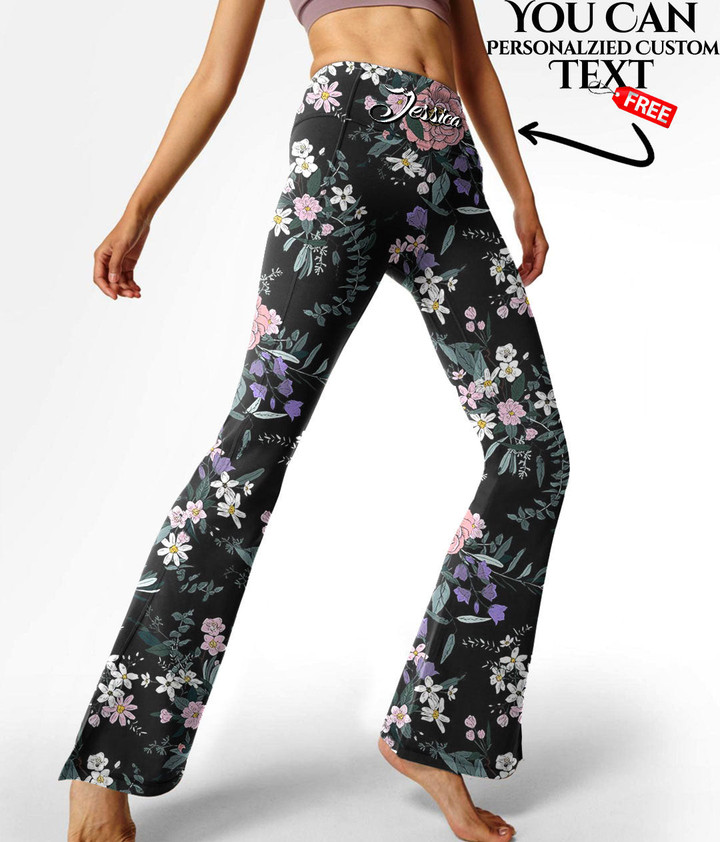 Women's Flare Yoga Pants - Trendy Bright Floral Pattern In The Many Kind Of Flowers Best Gift For Women - Gifts She'll Love A7 | Africazone
