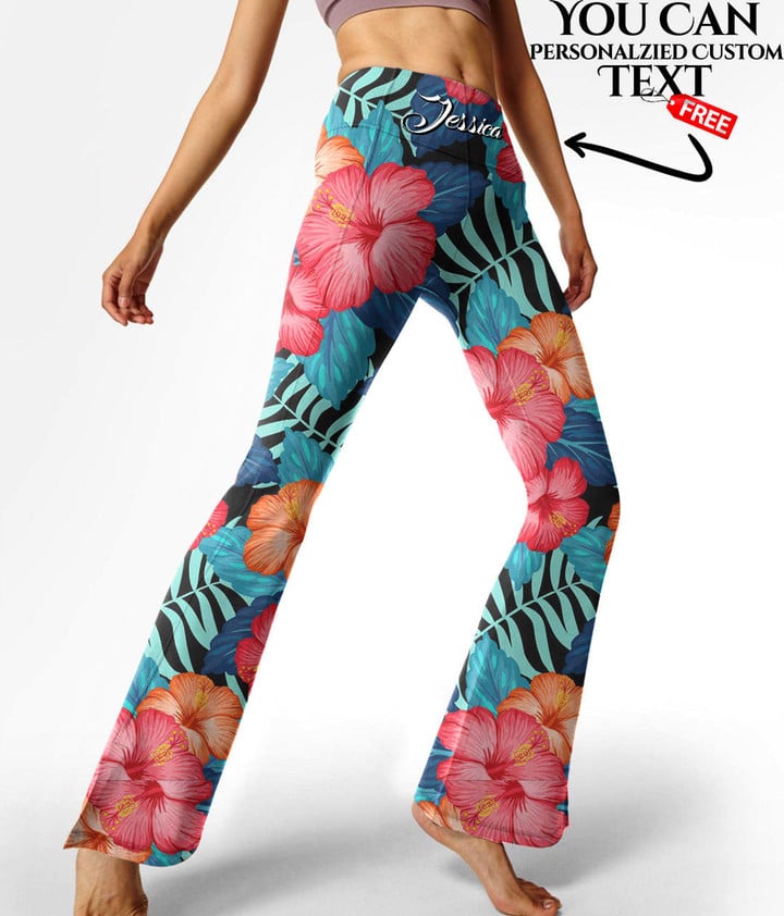 Women's Flare Yoga Pants - Tropical Plants And Hibiscus Flowers Best Gift For Women - Gifts She'll Love A7 | Africazone