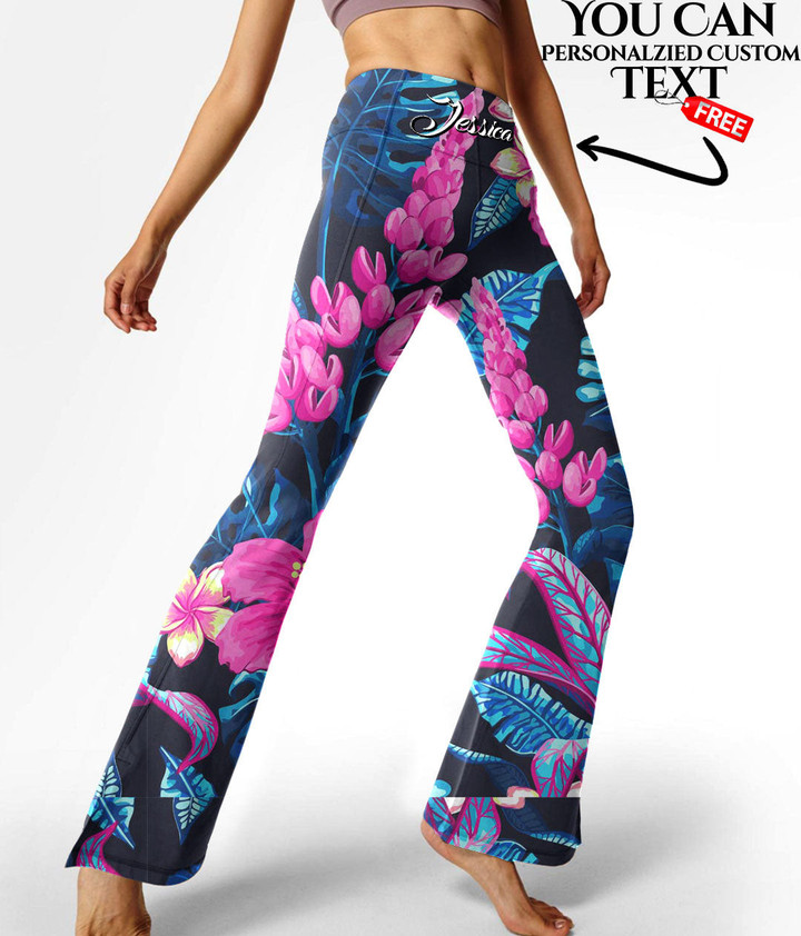Women's Flare Yoga Pants - Tropical Leaves And Flowers Best Gift For Women - Gifts She'll Love A7 | Africazone