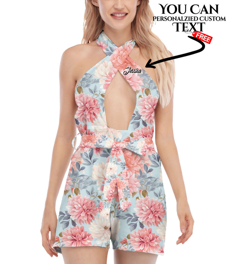 Women's Cross Collar Jumpsuit - Pretty Floral Peony Best Gift For Women - Gifts She'll Love A7 | Africazone