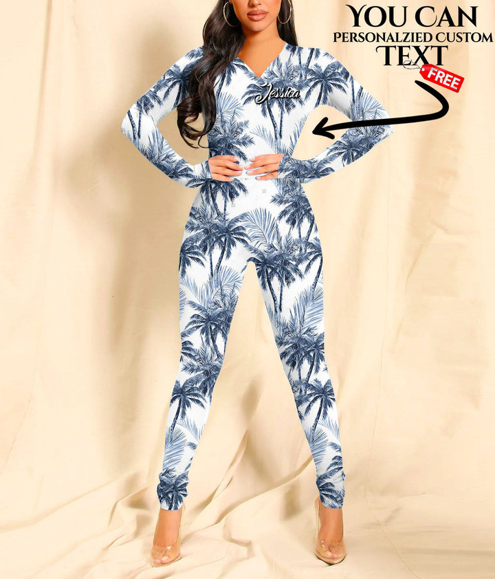 Women's Plunging Neck Jumpsuit - Cool Summer Tropical Palm Trees Best Gift For Women - Gifts She'll Love A7 | Africazone